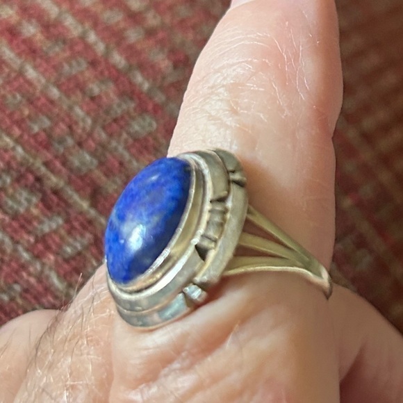 Blue Lapis Native American Sterling Silver Ring ~ Size 7.5~Artisan stamped “B” - Picture 3 of 5